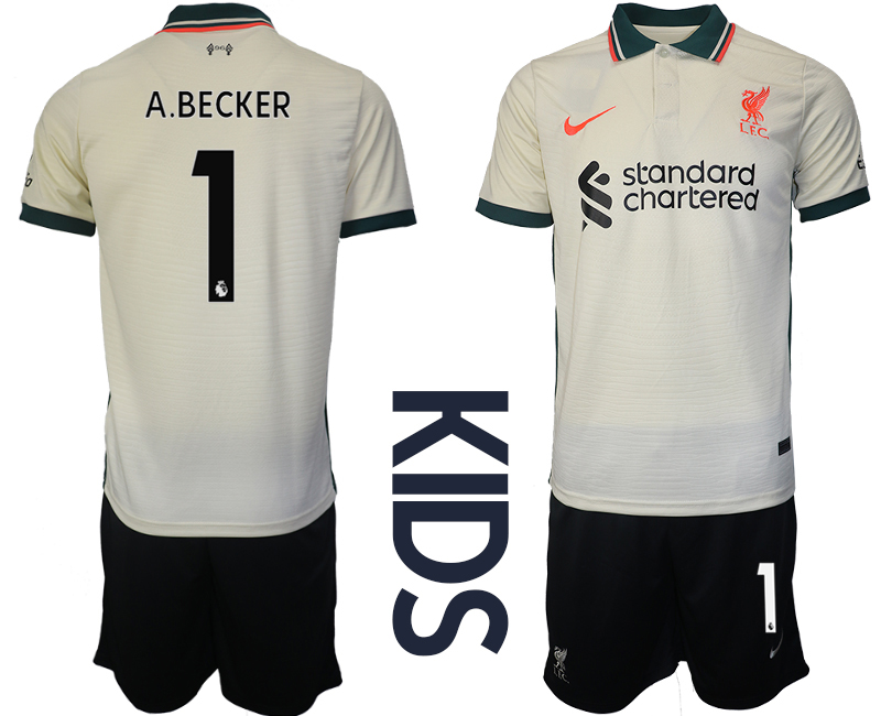 Youth 2021-2022 Club Liverpool away cream #1 Soccer Jersey->youth soccer jersey->Youth Jersey